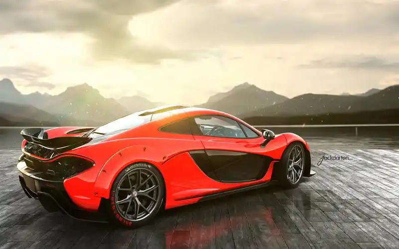 迈凯轮p1红色跑车侧面图 壁纸 - 1680x1050
