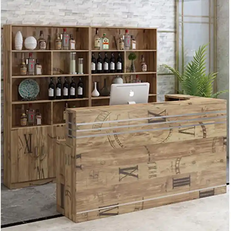 转角收银台柜台小型饭店餐厅前台桌酒柜酒架复古吧台简约现代店铺