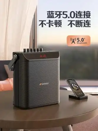 山水e76无线蓝牙音箱低音炮户外便携小型移动k歌露营音响一体机声卡