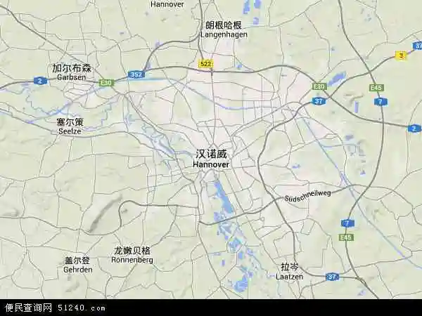 汉诺威地形地图