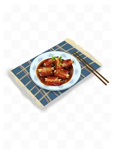 食物糖醋排骨手绘插画