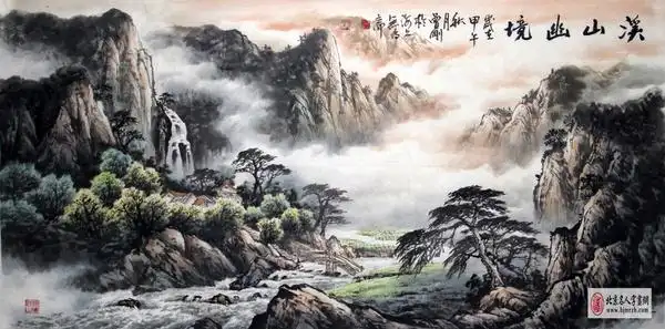 高仿曾刚山水《溪山幽境》赏析