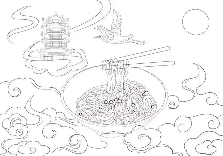 美食国风插画武汉热干面