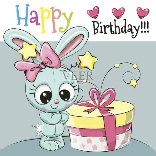 贺卡可爱的兔子插画图片素材