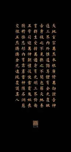 金光神咒 天地玄宗,万炁本根. 广修亿劫,证我神通.