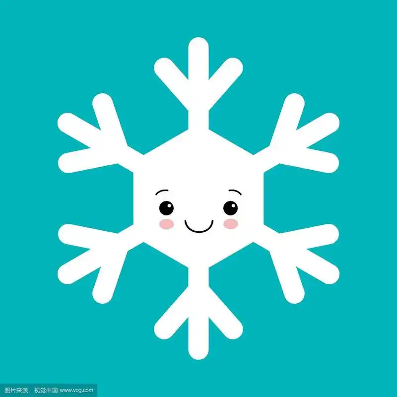 可爱的白色雪花在卡通风格的蓝色