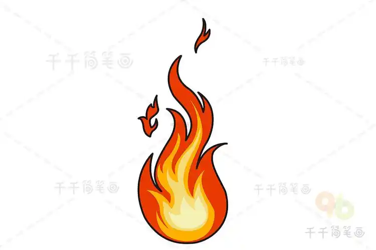 第四步:红红的火焰中间是黄色的,这样画出来会更加形象哦,快快拿起