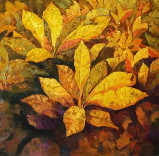 叶子 油画 80x80cm2020年 周铁利