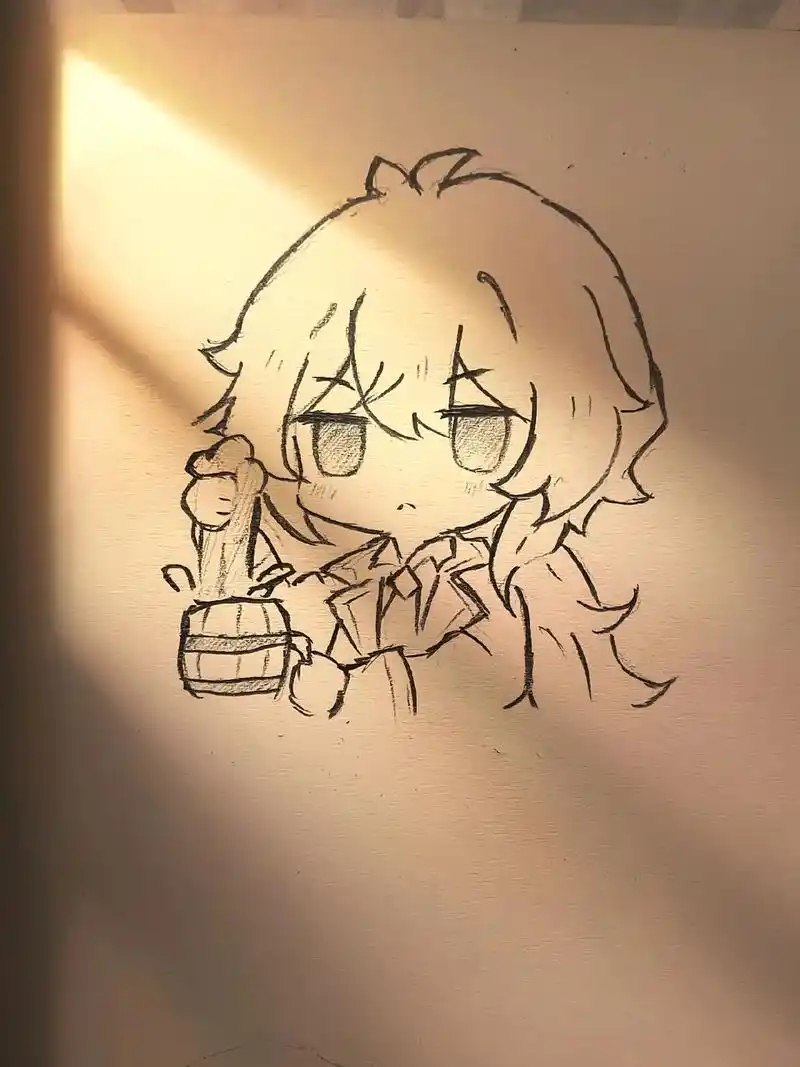 q版迪卢克手绘过程图.火系大剑人上人#手绘 #简笔画 #迪卢 - 抖音