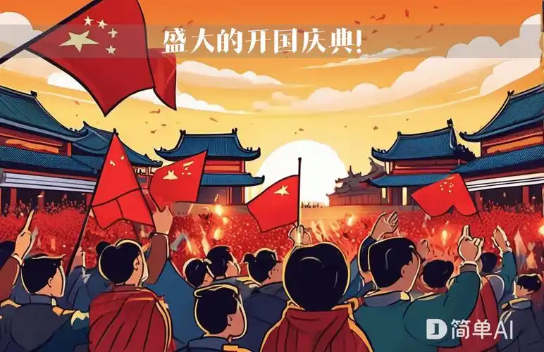 开国大典一幅生动的简笔画_焰火_时代_画面