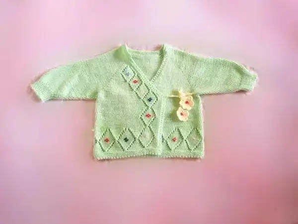 可爱的宝宝斜襟毛衣从上往下织,附图解教程