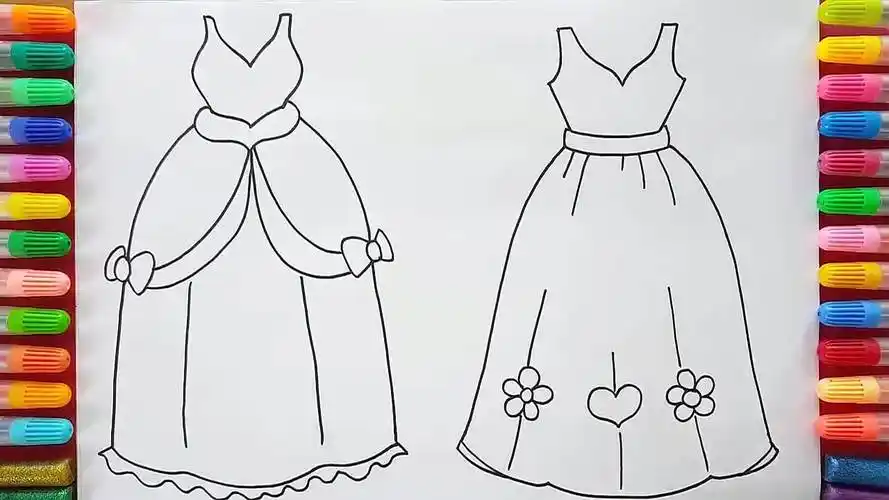 儿童涂鸦简笔画:彩笔涂色漂亮的公主裙