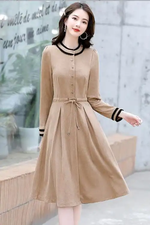 小香风连衣裙2020年春夏新款女装韩版收腰显瘦中长款轻熟风