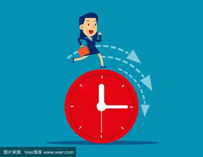 女商人忙着赶时间.概念可爱的商业矢量插图.时间管理,领导力.