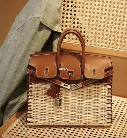 hermes爱马仕2021马鞍皮野餐藤编birkin20