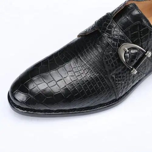 鳄鱼皮皮鞋男真皮大底鳄鱼肚皮鞋子固特异工艺男式商务休闲皮鞋男