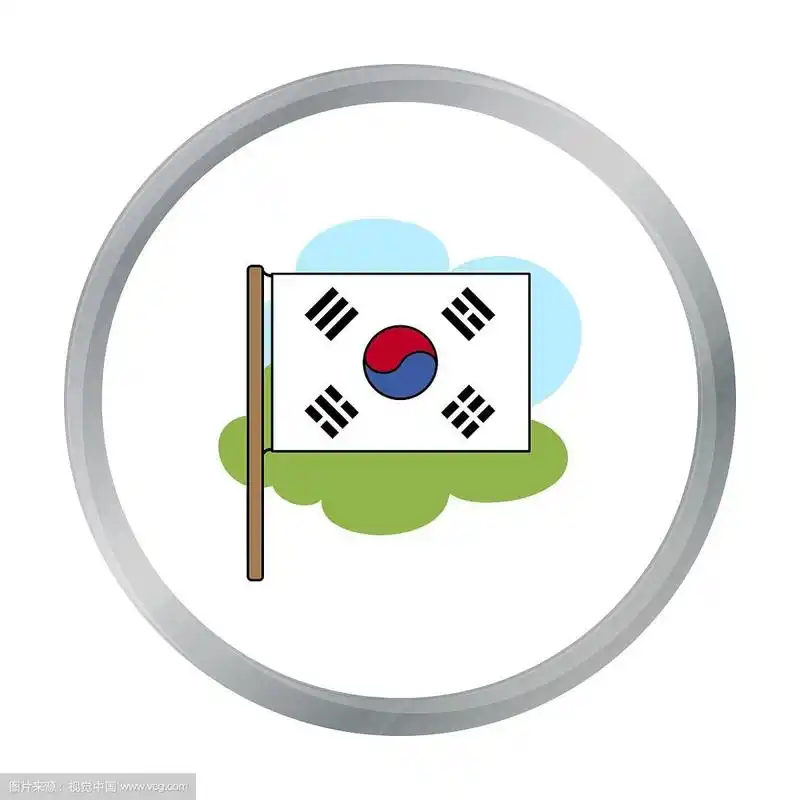 韩国国旗图标在卡通风格孤立