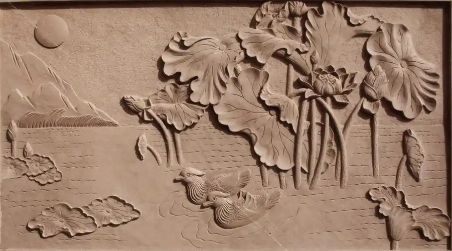 石雕工艺品,石材雕刻,砂岩浮雕,莲花