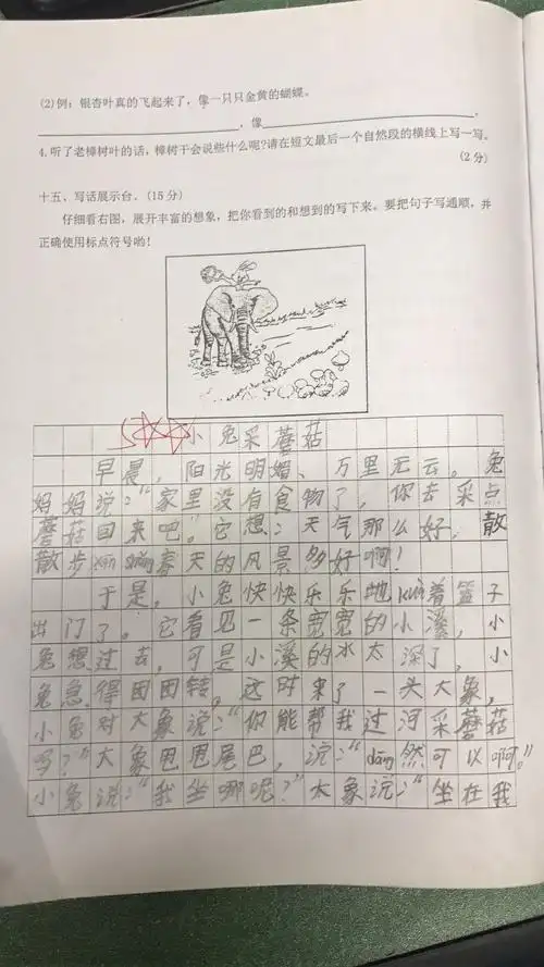 看图写话:小兔采蘑菇