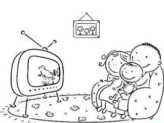 一家人看电视的情景图片_简笔画图片_少儿图库_儿童资源网