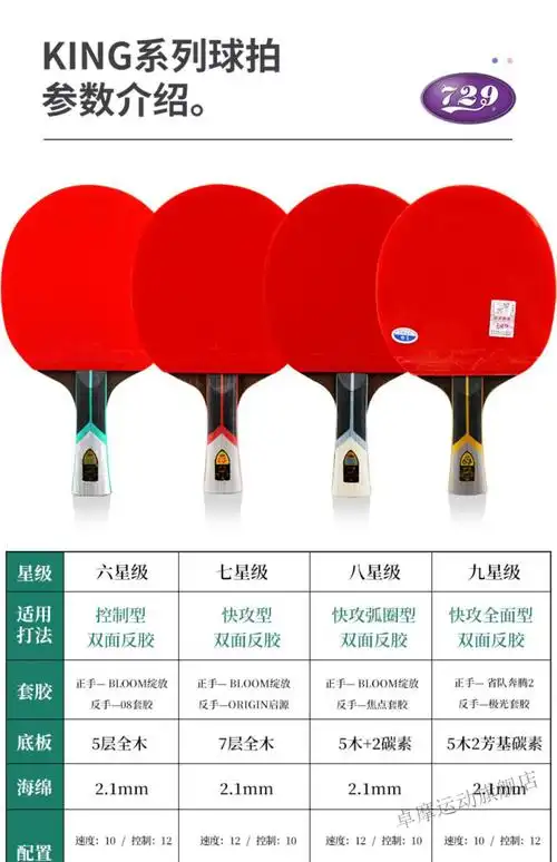 乒乓球拍729金标 友谊729乒乓球拍9星金标六星七星八星级兵乓球拍单只