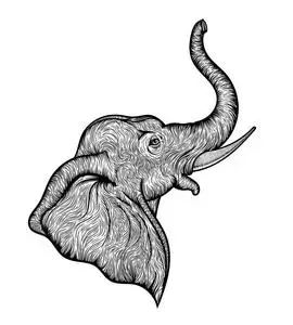 在配置文件中的大象头线艺术波西米亚风格设计.印度神甘尼萨的插图.