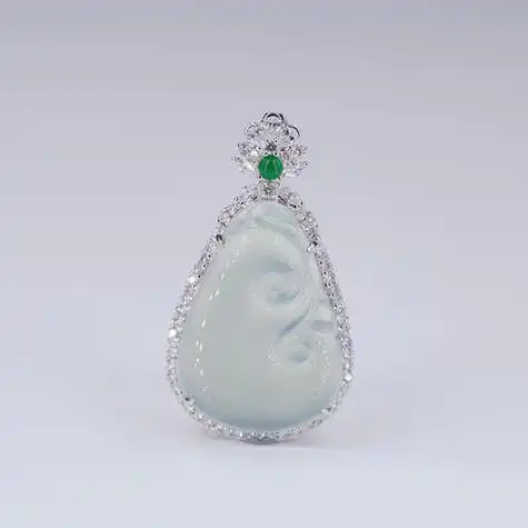 18k翡翠如意吊坠 翡翠冰如意吊坠时尚 款式镶嵌定制