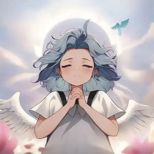 ai绘画 蓝发祷告少女