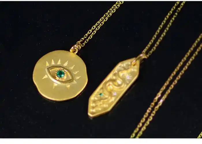 angelia yolanda 伊尔系列 18k金镶嵌祖母绿项链 恶魔之眼项链