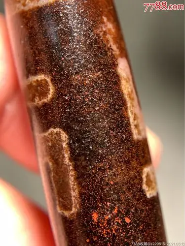 藏传满朱砂双万字象雄大天珠57.2*13.8毫米