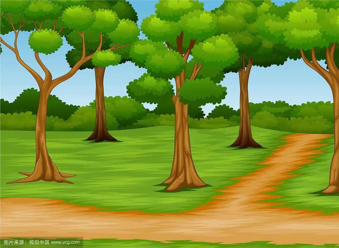 卡通森林场景与土路
