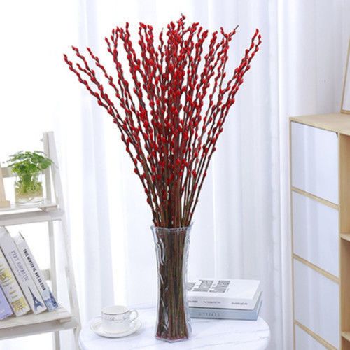 银柳真花鲜枝红色盆栽干花年宵七彩花卉水培客厅室内装饰植物 银柳