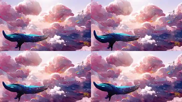 4k 鲸鱼 鲲 天空 云 粉色的云