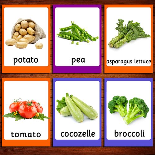 英语蔬菜单词卡片闪打卡宝宝早教启蒙实物彩色英文幼儿园教师教具