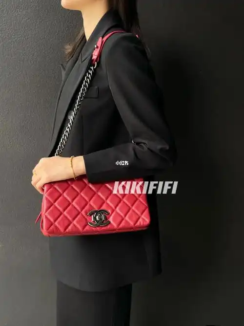 chanel香奈儿红色季节款 羊皮cf