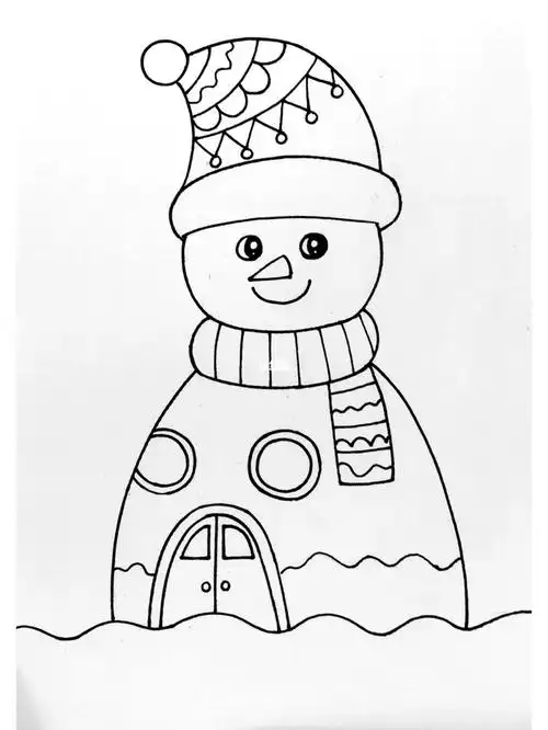 下雪儿童画 #幼儿园儿童画 #简单儿童画 #超简单雪人画 #雪人简笔