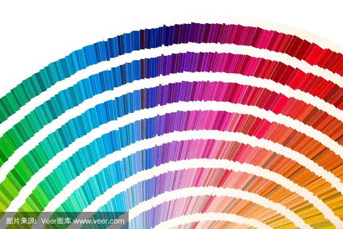 彩虹样品颜色目录在许多色调的颜色或光谱孤立的白色背景.