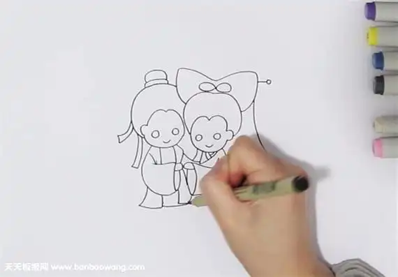 白娘子和许仙简笔画