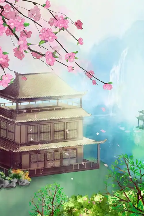 古风国风建筑插画psd