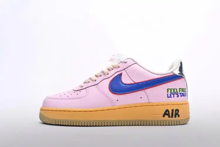 耐克空军一号nikeairforce1lowfeelfreeletstalk鸳鸯粉蓝绿生胶低帮