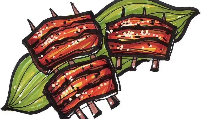 手绘烤肉串图片