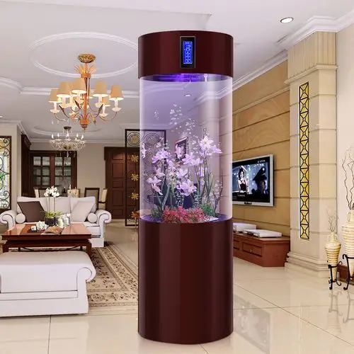 迪顺圆柱鱼缸水族箱客厅中小型家用生态亚克力免换水圆形鱼缸底滤