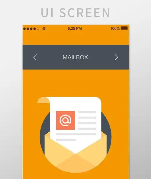 邮件接收橙色移动界面ui矢量素材