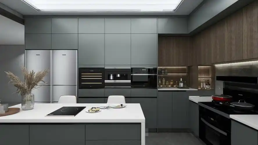 欧派橱柜灰色烤漆系列