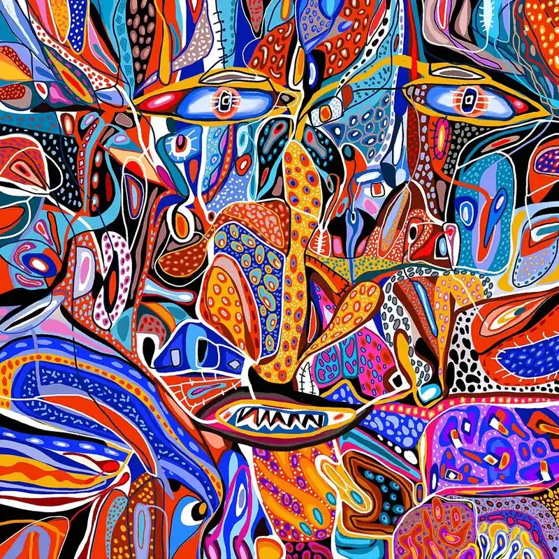 抽象艺术/数字手绘/版画限量版/ 平涂的视觉肌理/平涂的色彩 - 抖音