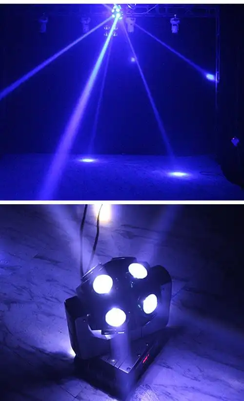 三头光束摇头灯激光舞台灯光酒吧包厢七彩旋转灯ktv闪光灯氛围灯12颗