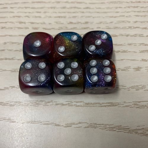 16mm星空版银点点数骰子/个性酷炫拉风收藏色子/帅炸全场6粒装