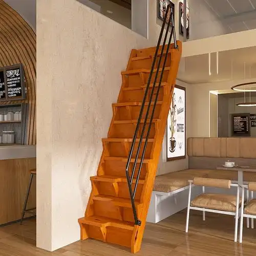 简约室内梯子小空间复式公寓手工定制进口实木阁楼楼梯小户型中式