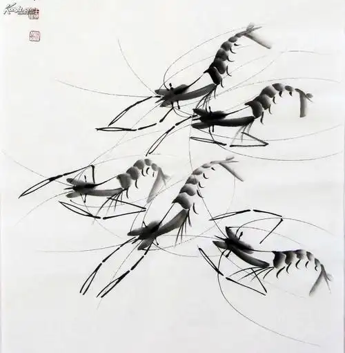 王成国画虾 构图高雅 栩栩如生 人见人爱《搏浪弄潮》◆◆9657
