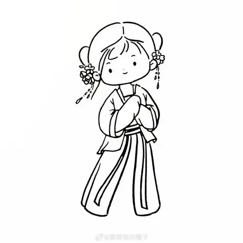汉服小姑娘##简笔画教程##古风简笔画